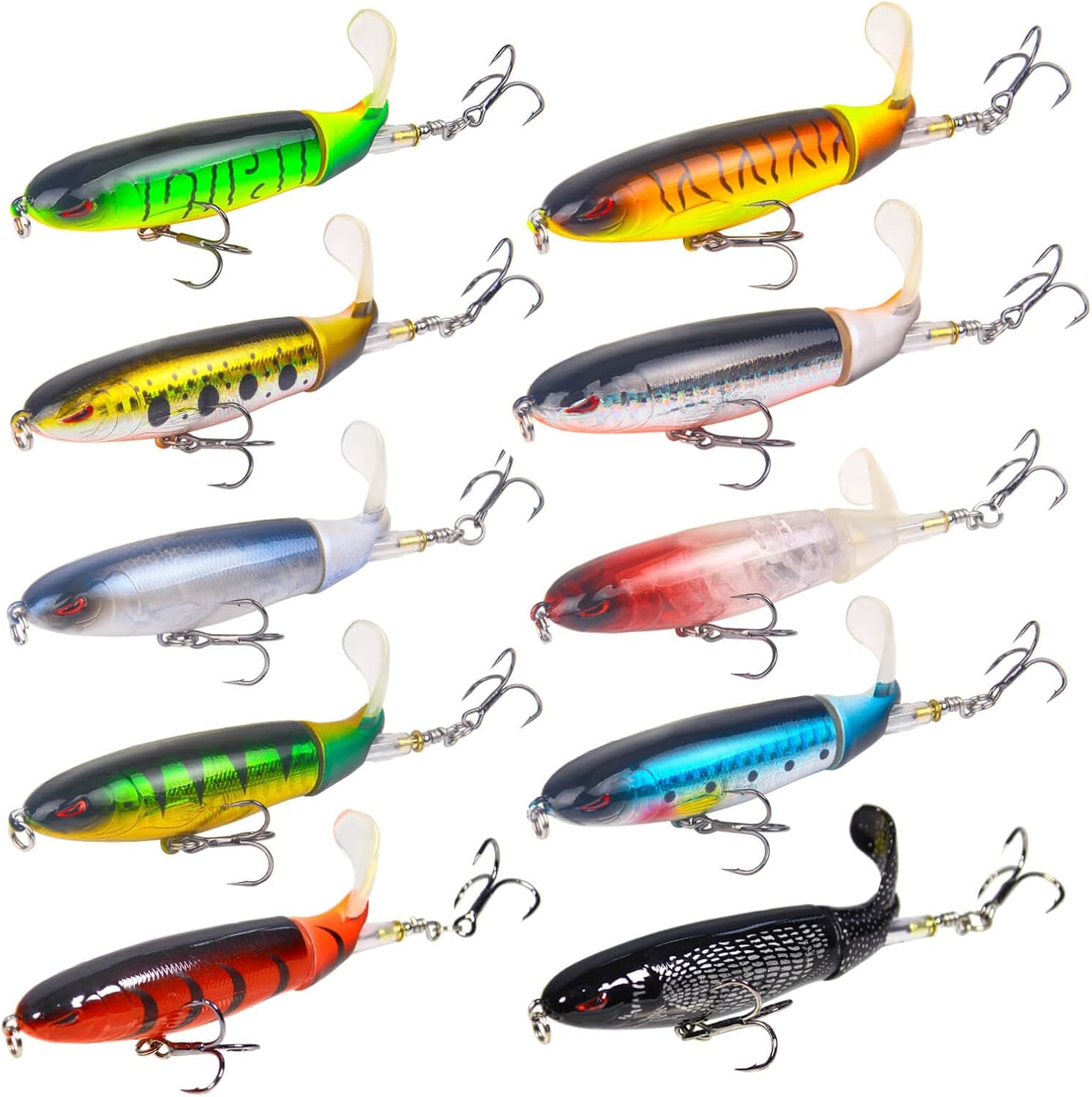 bass finder lure company 10Pcs Whopper Fishing Lure for Bass Popper Top Water Fishing Lures wit – Bass Finder