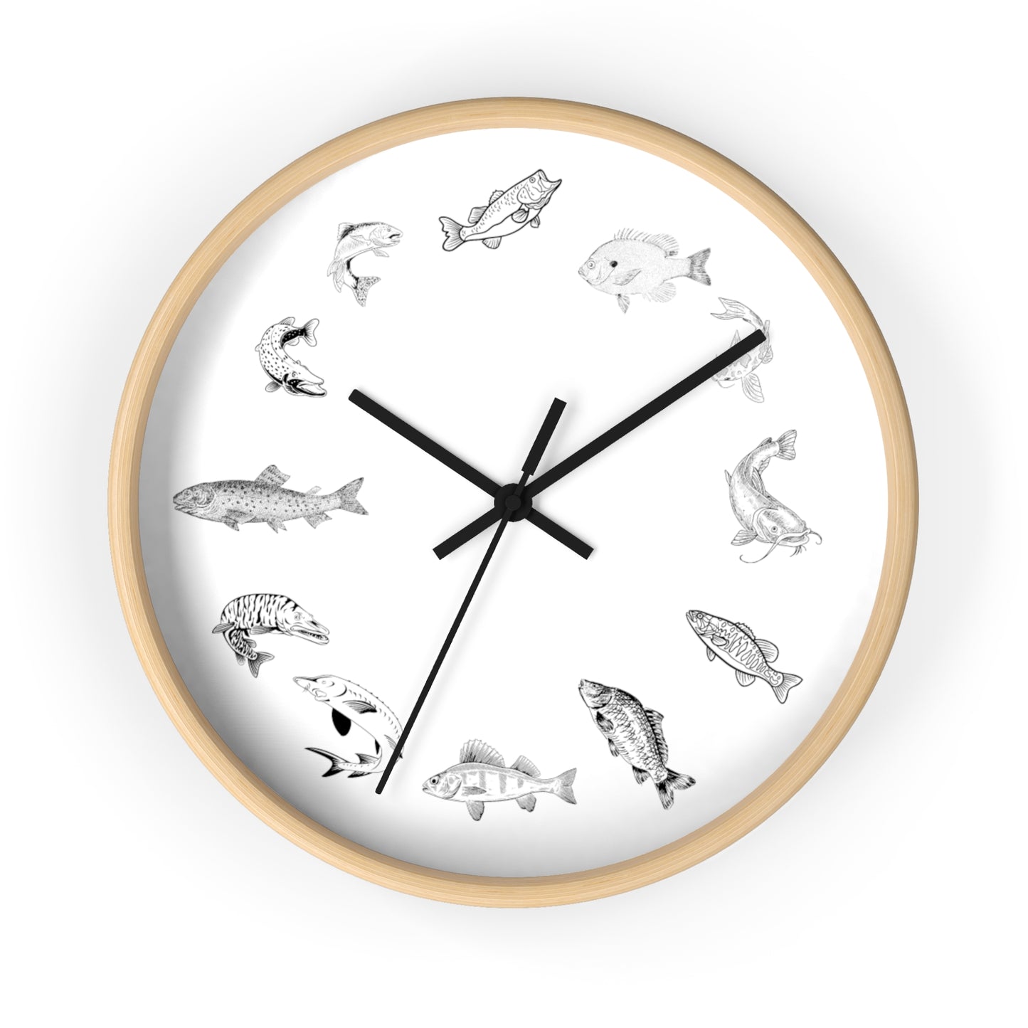 Freshwater Fish Wall Clock - Fishing Gifts for Dad, Gifts for Fishermen