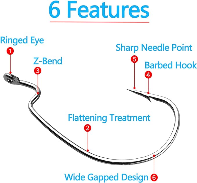 Worm Hooks for Bass Fishing Hooks, 110pcs Bass Hooks Fishing – Bass Finder