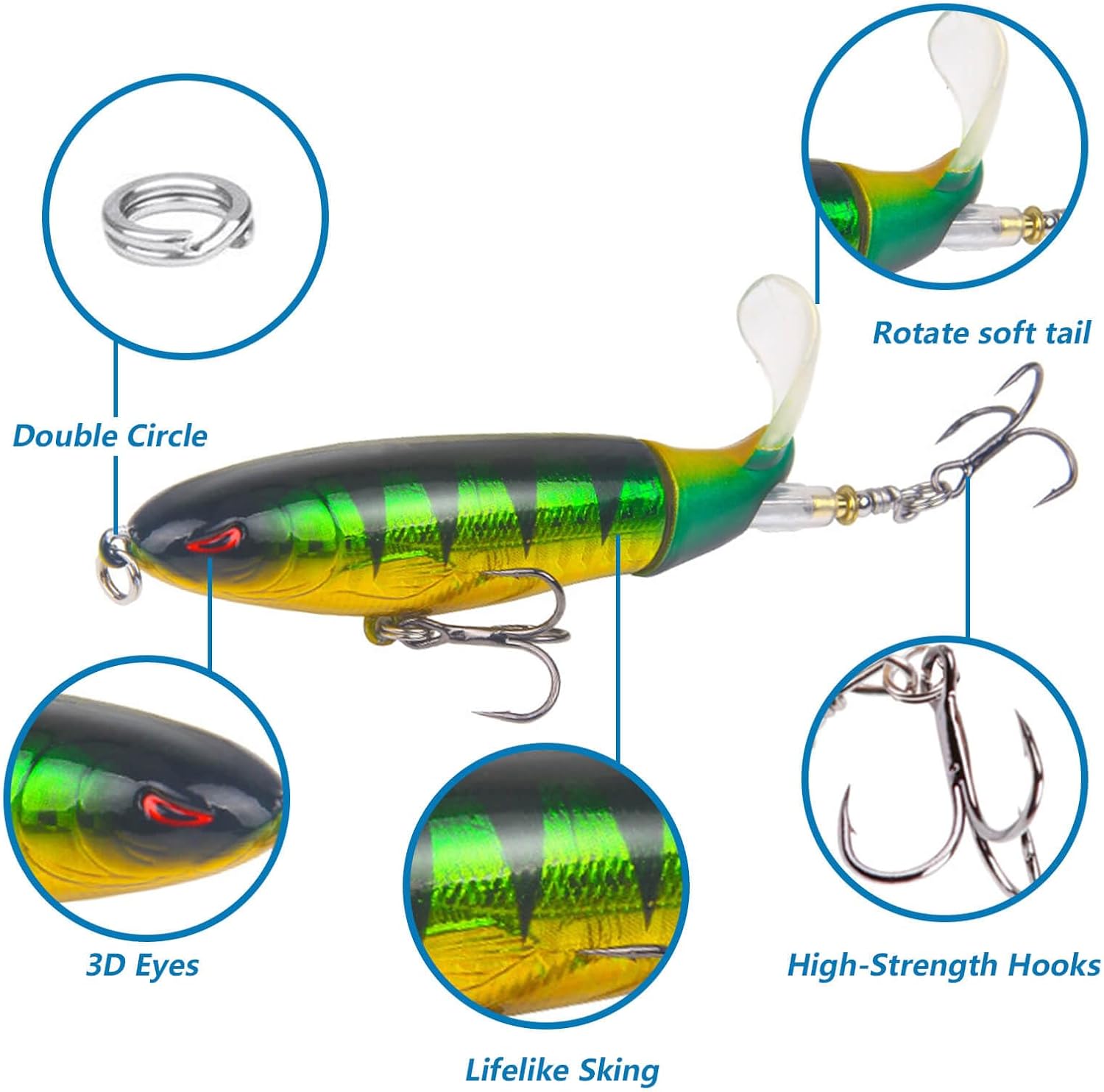fish finder lures 10Pcs Whopper Fishing Lure for Bass Popper Top Water Fishing Lures wit – Bass Finder