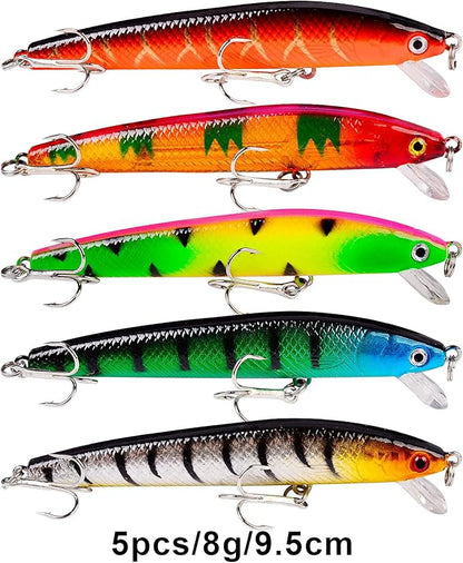 Bass Fishing Lures Kit Set Topwater Hard Baits Minnow Crankbait Pencil VIB Swimbait for Bass Pike Fit Saltwater and Freshwater