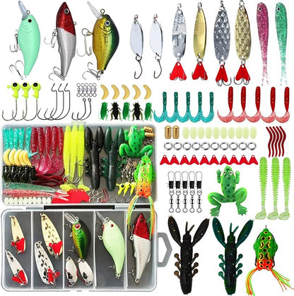 bass fishing lures kits Fishing Lures Kit, (94Pcs) Spoon Lures, Soft Plastic Worms, Frog Lures – Bass Finder