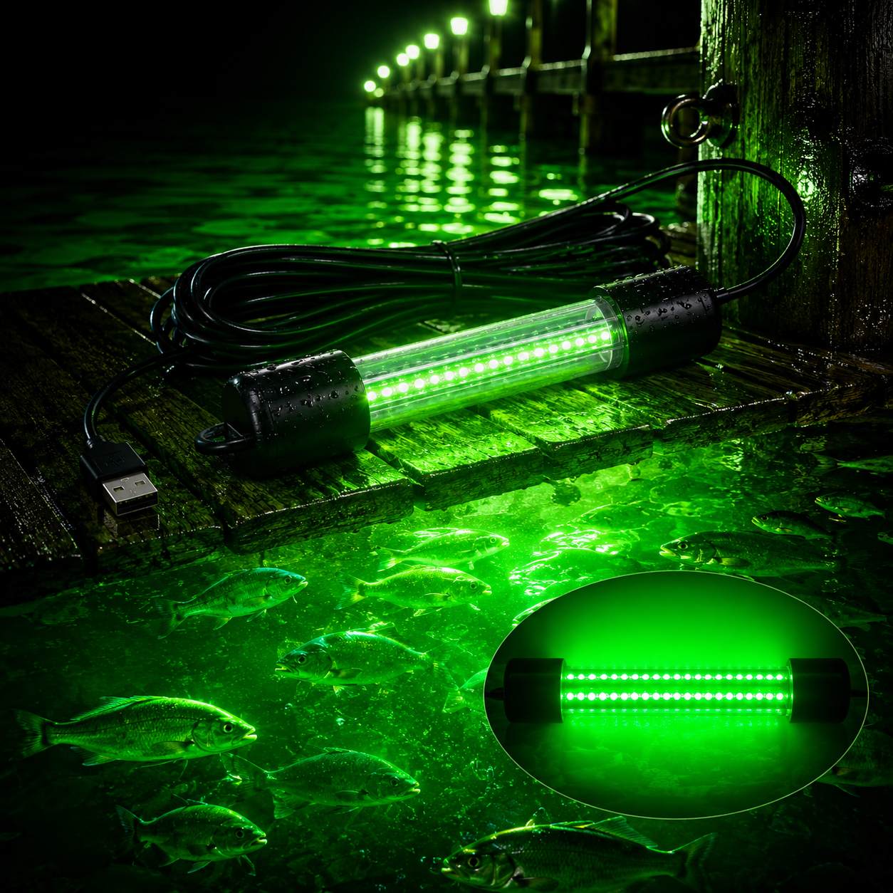 Bass Finder Underwater Green Dock Light Fish Attractant